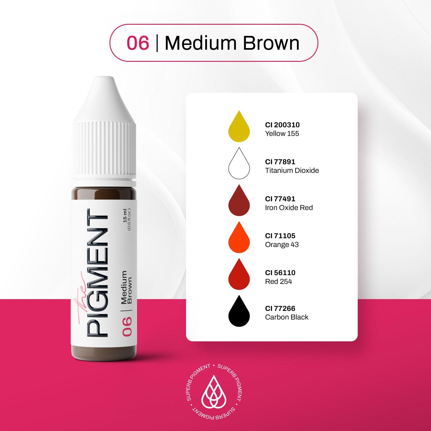 THE PIGMENT წარბის პიგმენტი Medium Brown 15 მლ.